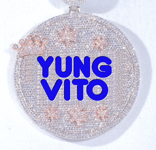 CUSTOM LETTER NECKLACE 3D BIG CROWN DISC