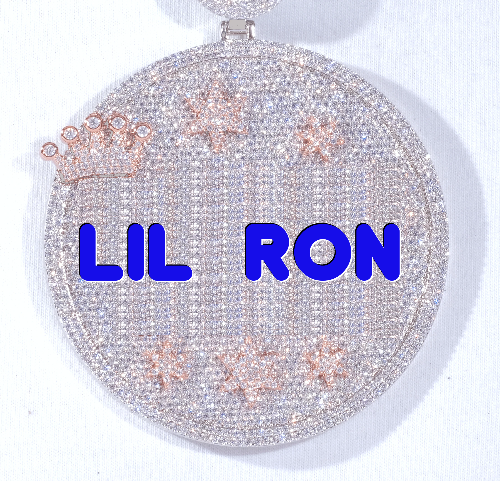 CUSTOM LETTER NECKLACE 3D BIG CROWN DISC