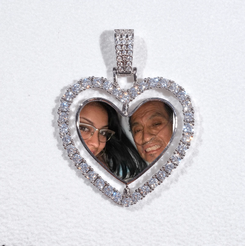 3D Spinning 2-Faced Heart Custom Picture Pendant
