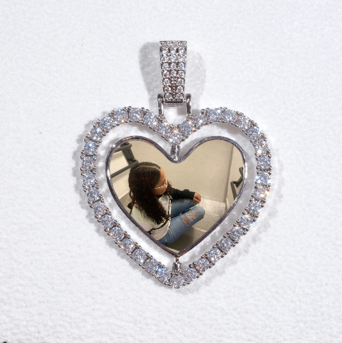 3D Spinning 2-Faced Heart Custom Picture Pendant