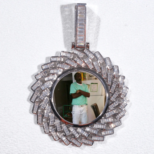 Large 3D Baguette Custom Picture Pendant