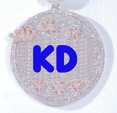 CUSTOM LETTER NECKLACE 3D BIG CROWN DISC