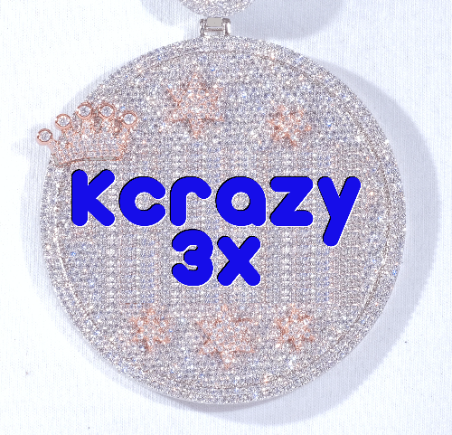 CUSTOM LETTER NECKLACE 3D BIG CROWN DISC