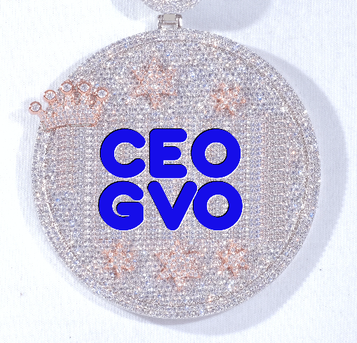 CUSTOM LETTER NECKLACE 3D BIG CROWN DISC