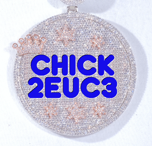 CUSTOM LETTER NECKLACE 3D BIG CROWN DISC
