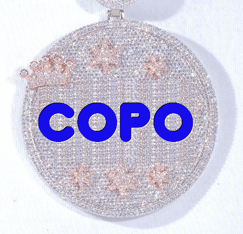 CUSTOM LETTER NECKLACE 3D BIG CROWN DISC