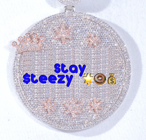CUSTOM LETTER NECKLACE 3D BIG CROWN DISC