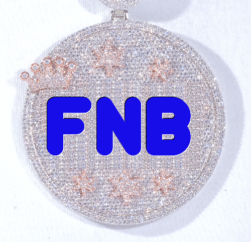 CUSTOM LETTER NECKLACE 3D BIG CROWN DISC