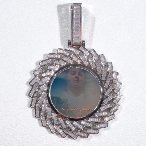 Large 3D Baguette Custom Picture Pendant