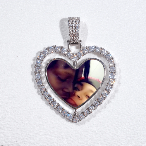 3D Spinning 2-Faced Heart Custom Picture Pendant