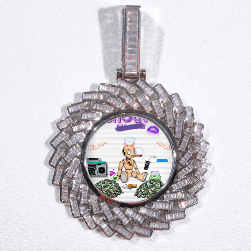 Large 3D Baguette Custom Picture Pendant