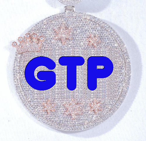 CUSTOM LETTER NECKLACE 3D BIG CROWN DISC