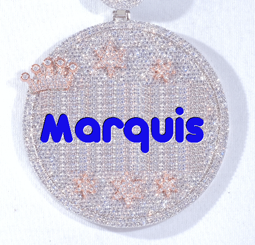 CUSTOM LETTER NECKLACE 3D BIG CROWN DISC