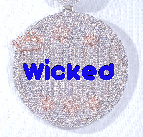 CUSTOM LETTER NECKLACE 3D BIG CROWN DISC