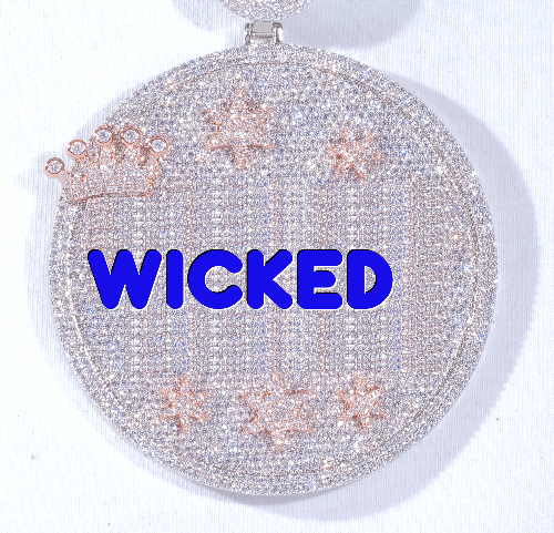 CUSTOM LETTER NECKLACE 3D BIG CROWN DISC