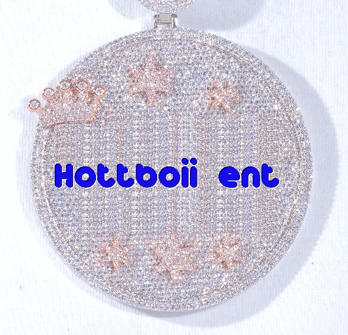 CUSTOM LETTER NECKLACE 3D BIG CROWN DISC