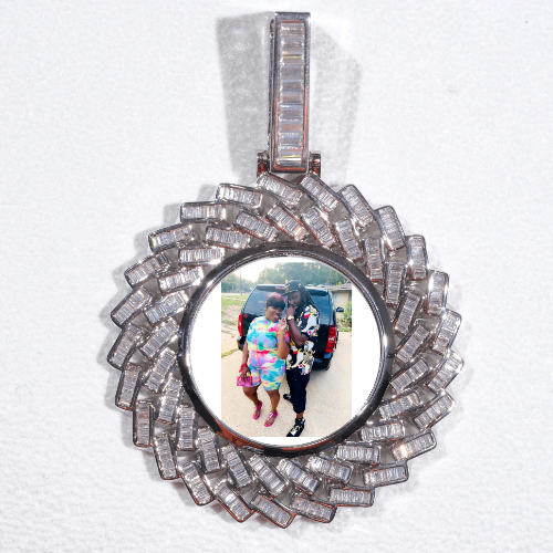 Large 3D Baguette Custom Picture Pendant
