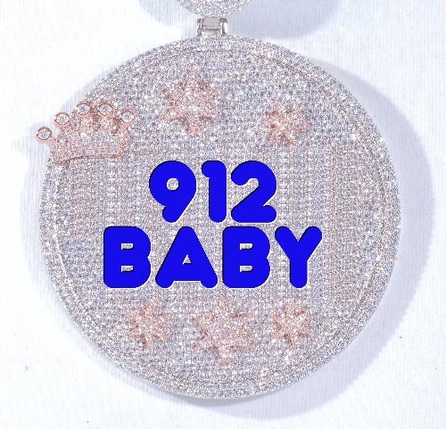 CUSTOM LETTER NECKLACE 3D BIG CROWN DISC