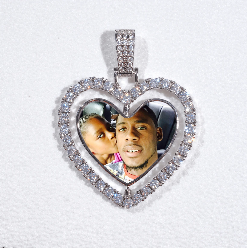 3D Spinning 2-Faced Heart Custom Picture Pendant