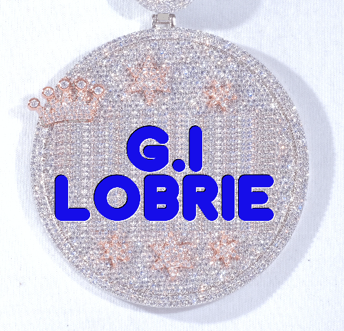 CUSTOM LETTER NECKLACE 3D BIG CROWN DISC