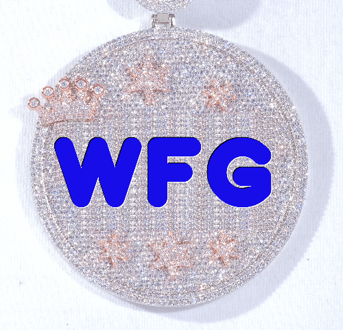 CUSTOM LETTER NECKLACE 3D BIG CROWN DISC