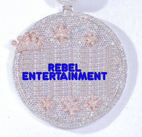 CUSTOM LETTER NECKLACE 3D BIG CROWN DISC