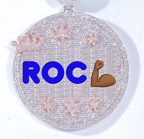 CUSTOM LETTER NECKLACE 3D BIG CROWN DISC