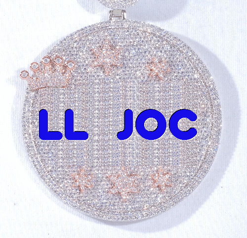 CUSTOM LETTER NECKLACE 3D BIG CROWN DISC