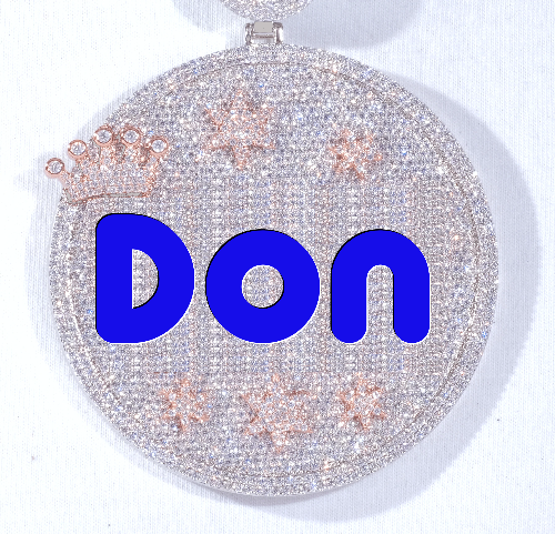CUSTOM LETTER NECKLACE 3D BIG CROWN DISC