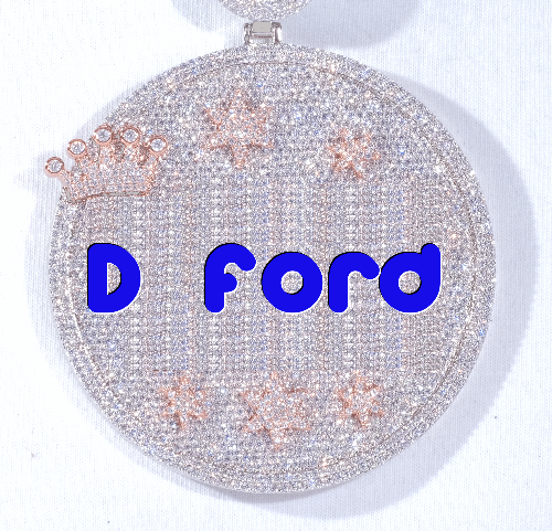 CUSTOM LETTER NECKLACE 3D BIG CROWN DISC