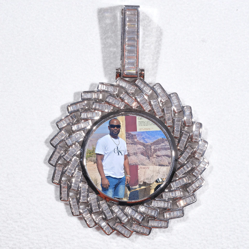 Large 3D Baguette Custom Picture Pendant