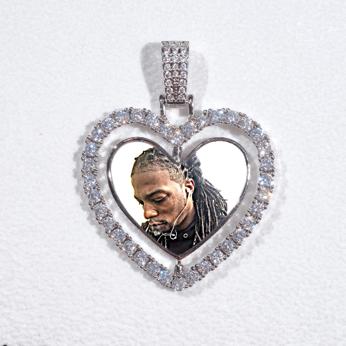 3D Spinning 2-Faced Heart Custom Picture Pendant