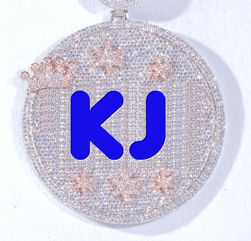 CUSTOM LETTER NECKLACE 3D BIG CROWN DISC