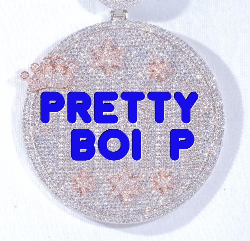 CUSTOM LETTER NECKLACE 3D BIG CROWN DISC