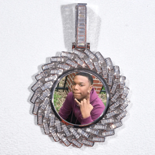 Large 3D Baguette Custom Picture Pendant