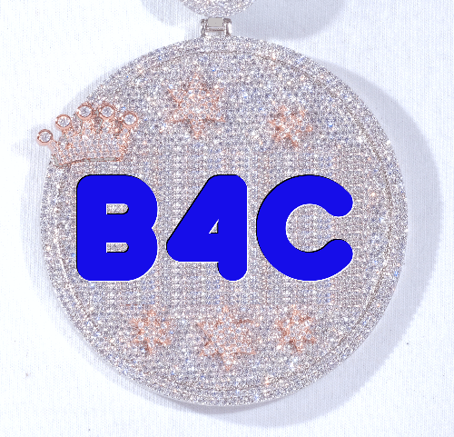 CUSTOM LETTER NECKLACE 3D BIG CROWN DISC