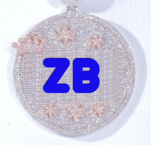 CUSTOM LETTER NECKLACE 3D BIG CROWN DISC