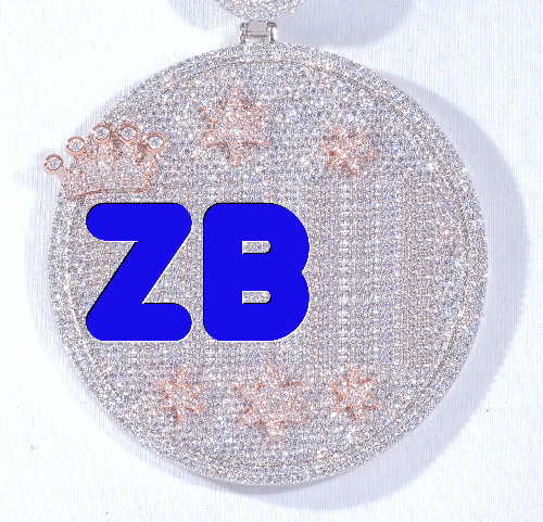 CUSTOM LETTER NECKLACE 3D BIG CROWN DISC