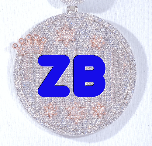 CUSTOM LETTER NECKLACE 3D BIG CROWN DISC