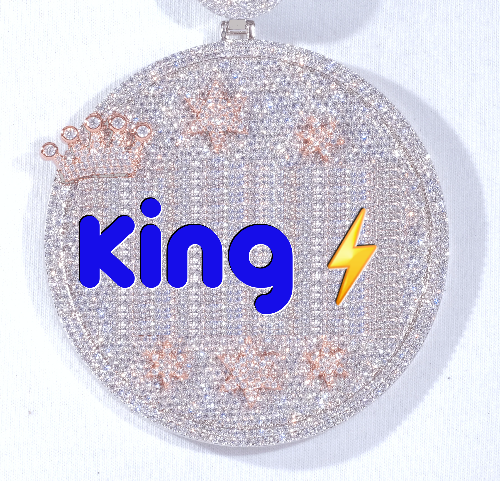 CUSTOM LETTER NECKLACE 3D BIG CROWN DISC