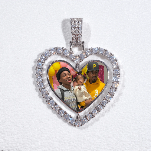3D Spinning 2-Faced Heart Custom Picture Pendant