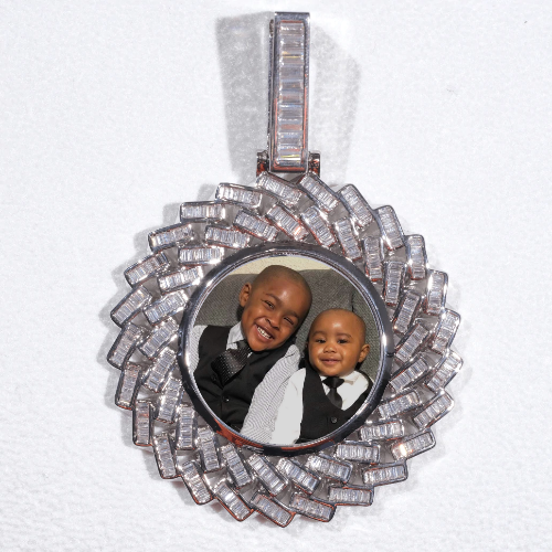 Large 3D Baguette Custom Picture Pendant