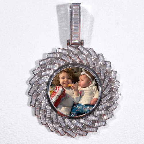 Large 3D Baguette Custom Picture Pendant