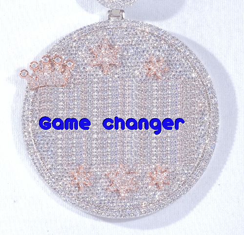 CUSTOM LETTER NECKLACE 3D BIG CROWN DISC