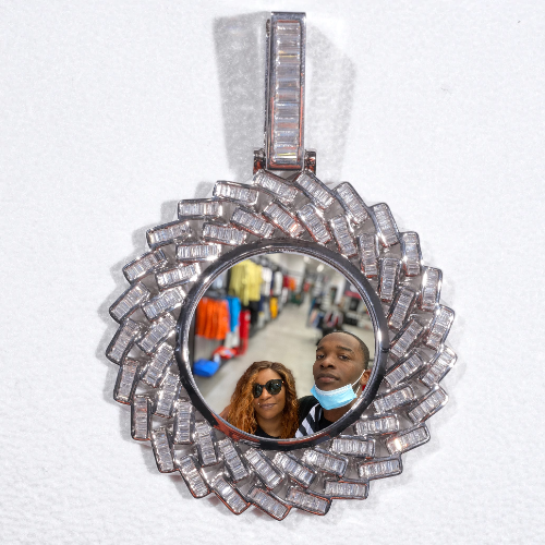 Large 3D Baguette Custom Picture Pendant