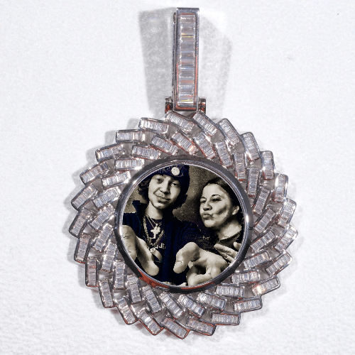 Large 3D Baguette Custom Picture Pendant