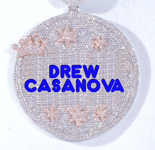 CUSTOM LETTER NECKLACE 3D BIG CROWN DISC