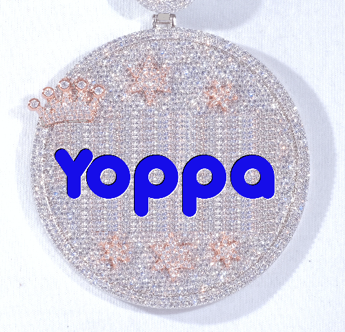 CUSTOM LETTER NECKLACE 3D BIG CROWN DISC