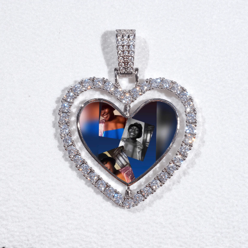 3D Spinning 2-Faced Heart Custom Picture Pendant