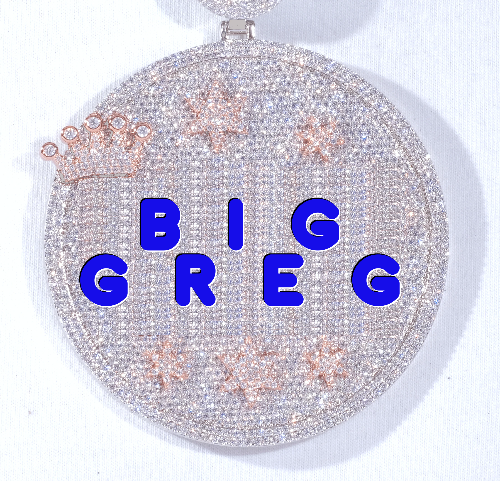 CUSTOM LETTER NECKLACE 3D BIG CROWN DISC